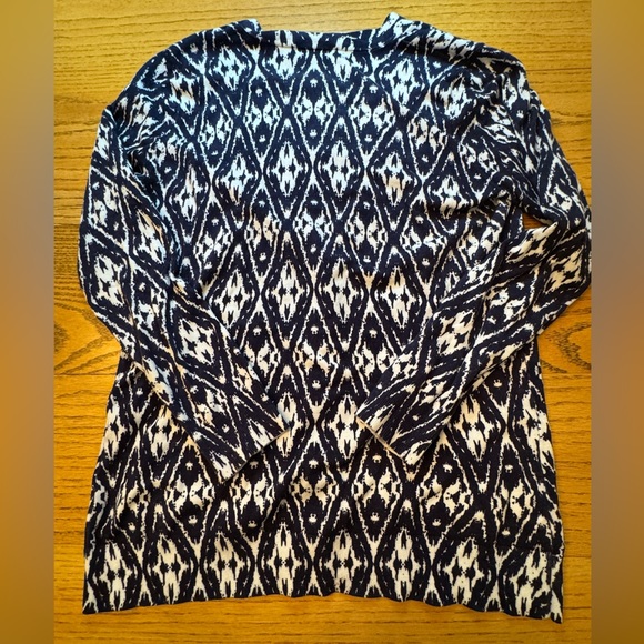 Grace Elements Women's L Boyfriend Cardigan Navy White Toggle Buttons Sweater - Picture 2 of 6